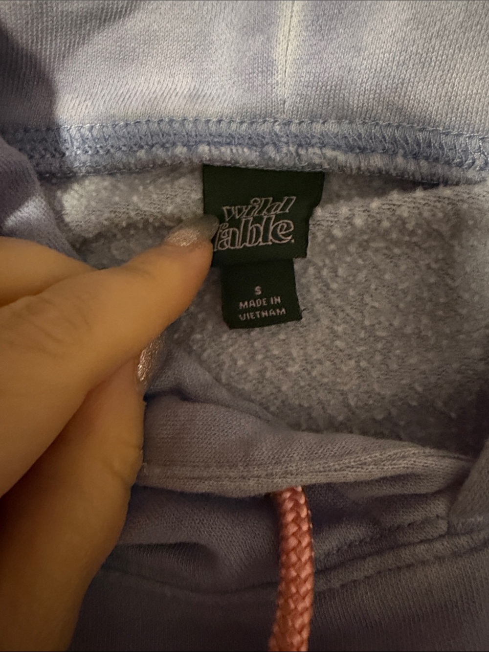 Wild Fable Blue Pullover Hoodie with Pink Drawstrings - Small - Picture 4 of 5